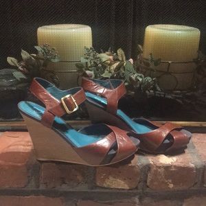 Brown Leather Wedge Sandal